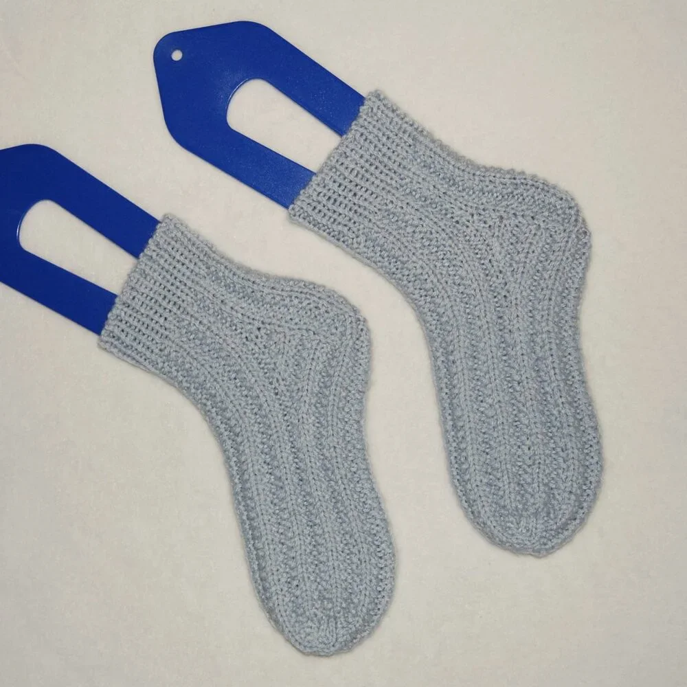 NEW Handmade Ankle Socks, Light Blue, Women Size M (US 8-8.5)
